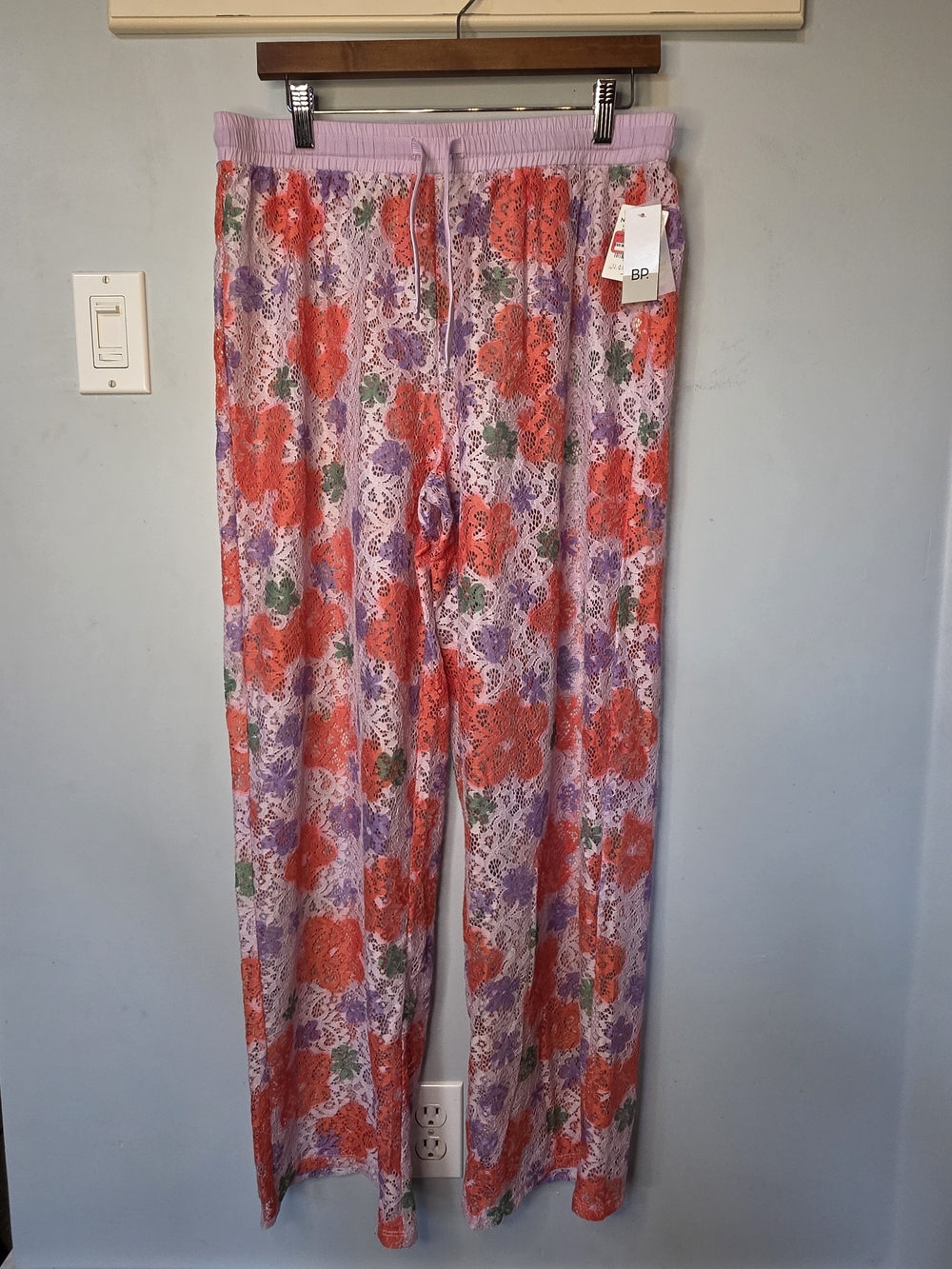 NWT BP Nordstrom Lace Overlay Beach Pants Floral Lavender Large
